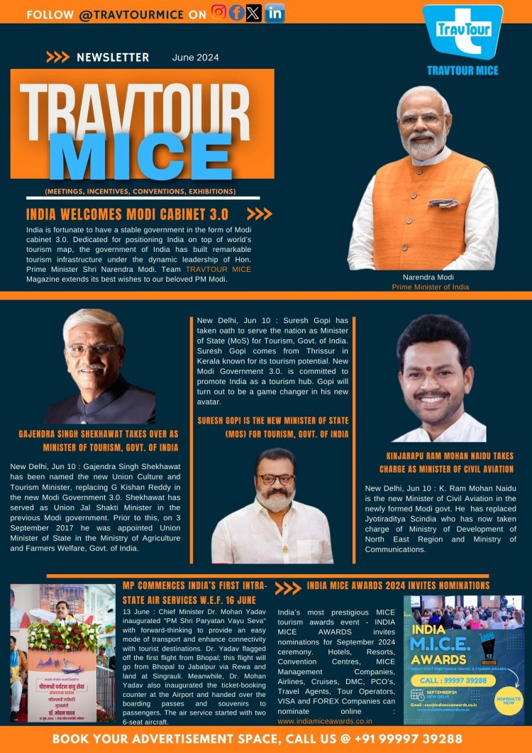 Tourism Ministers in Modi Cabinet 3.0 - TravTour MICE Newsletter June 2024